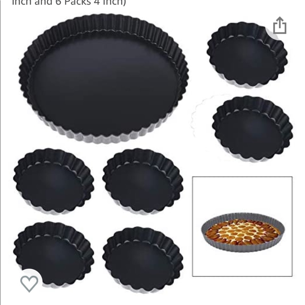 JiaUfmi 9 Inch and 4 Inch Tart Pan Removable Bottom
Quiche Pan Non-Stick PieTart